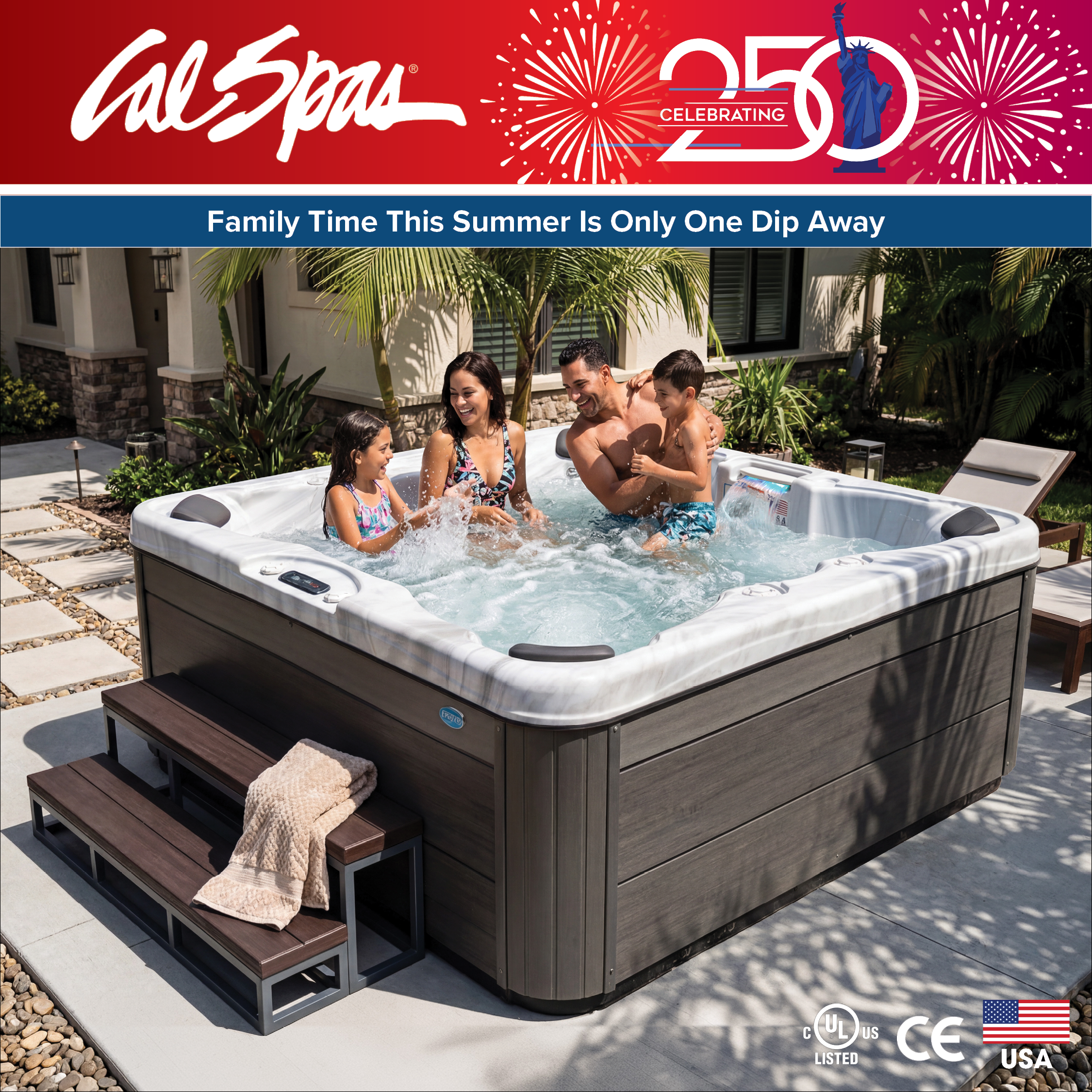 Calspas hot tub being used in a family setting - Crofton